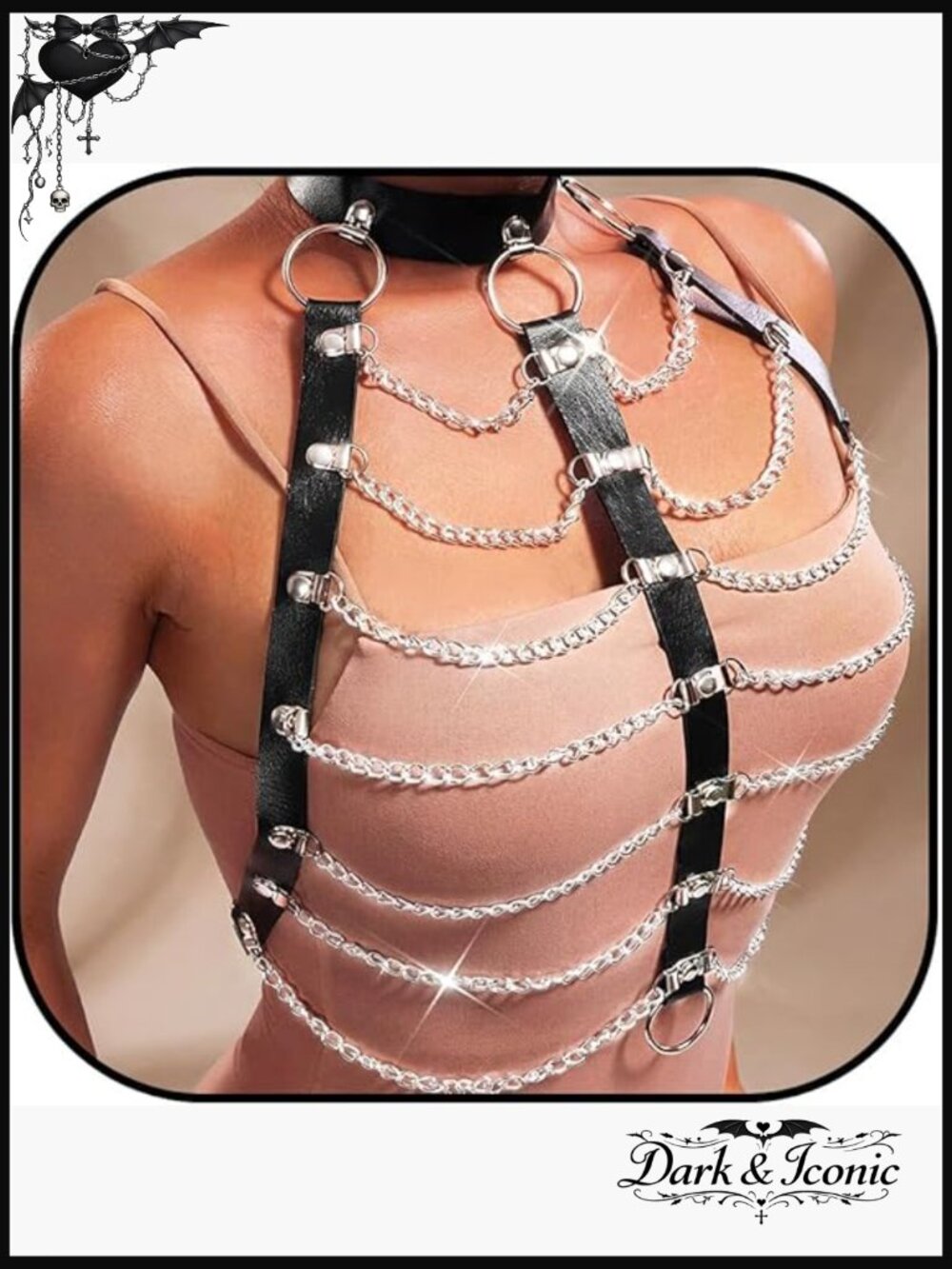 Leather Chest Harness Chain Gothic Rave Adjustable Body Fashion for Women
